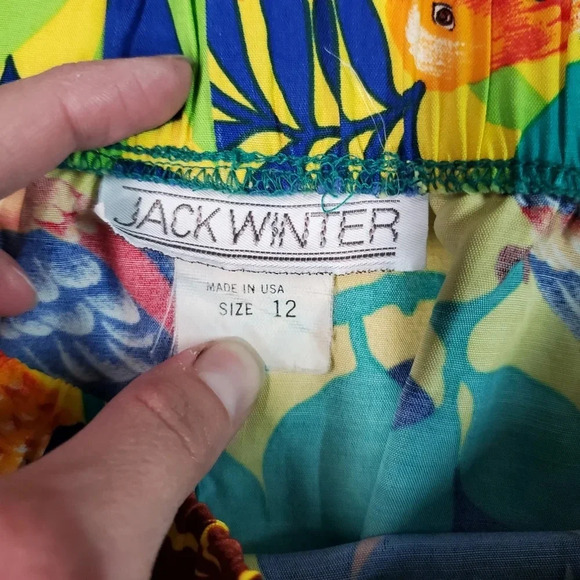JACK WINTER | Vintage Parrot Tropical Print Skirt sz 12 - Picture 6 of 8